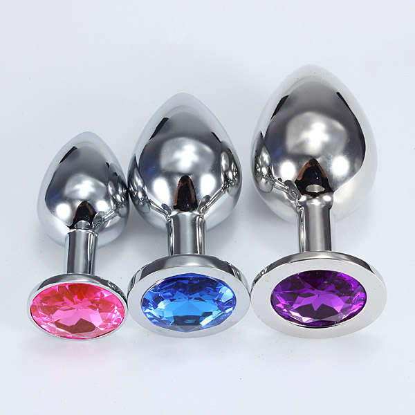 Metal Plated Jeweled Butt Plug Anal Insert Sexy Toy