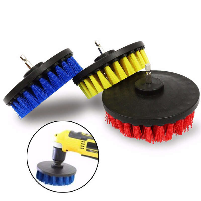 5 Inch Red/Yellow/Blue Bristle Electric Drill Brush Cleaning Brush for Dust Rem