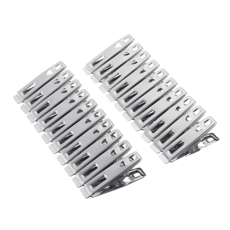 20Pcs Stainless Steel Clothes Pegs Hanging Pins Laundry Household Clamps Clampi