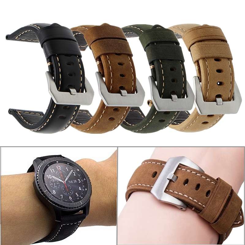 22mm PU Leather Matte Horse Texture Watch Strap Band For Samsung Gear S3 Classi