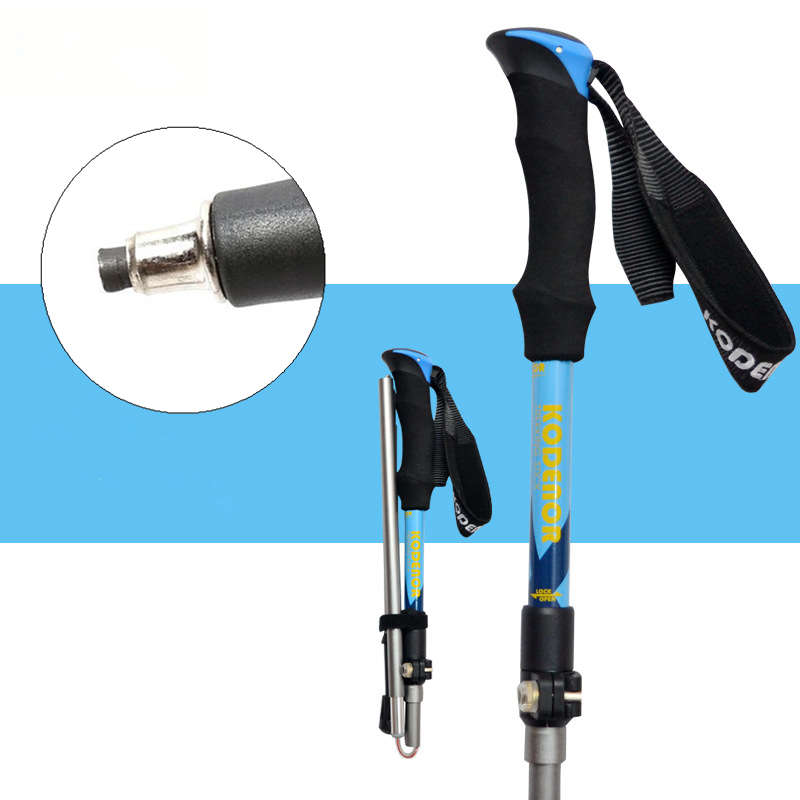 Outdoor Adjustable Trekking Pole 5 Sections Walking Climbing Sticks Crutch Camp