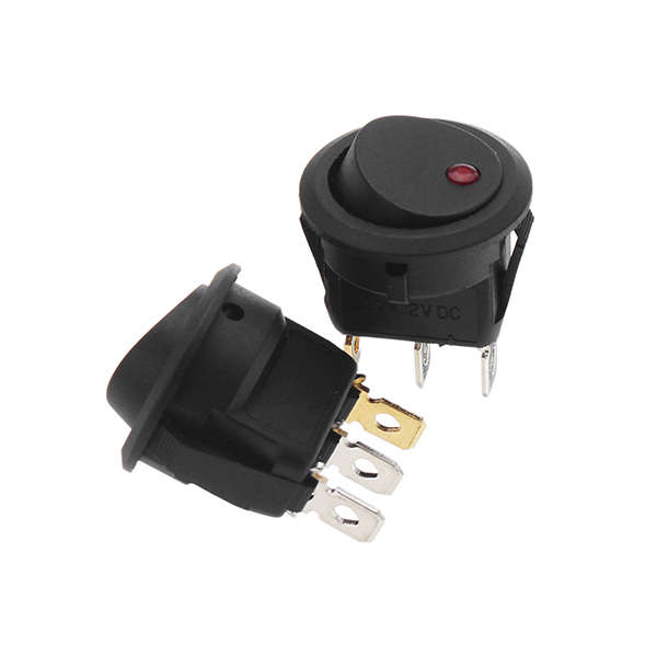 10Pcs Rocker Switch with Red LED Light On/Off Round Boat Rocker Switch 20A/12V