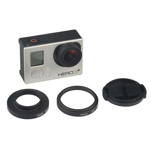 37mm Gopro UV Lens Filter with Adapter Lens Cap kit for Gopro Hero 3 3 Plus