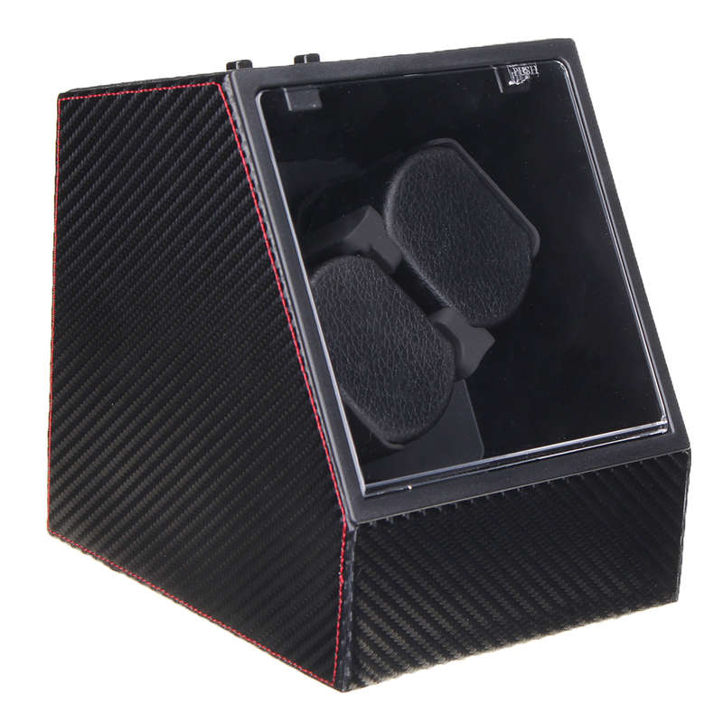 Automatic Watch Winder Carbon Fiber Leather Display Case Power Watch Tool with