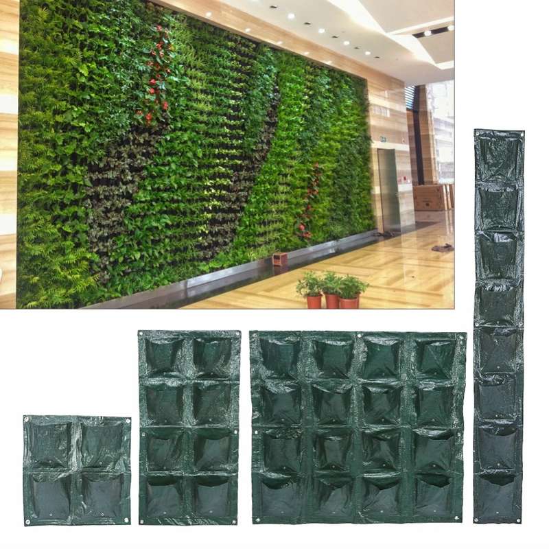 4/8/16 Pockets Vertical Garden Plant Growing Container Bag Greening Flower Wall