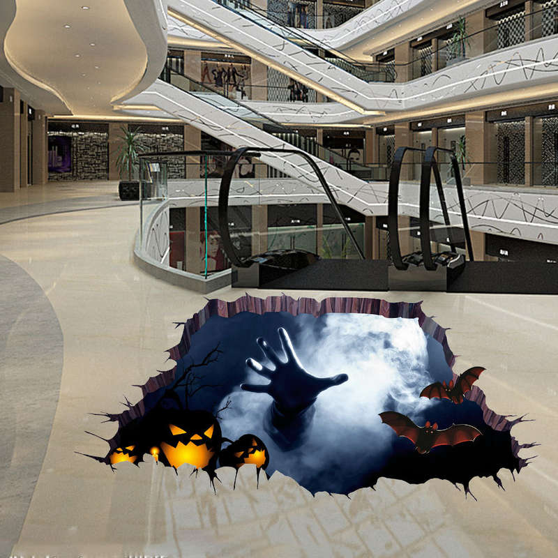 Halloween 3D Floor Sticker Bedroom Living Room Haunted House Decor Wall Sticker