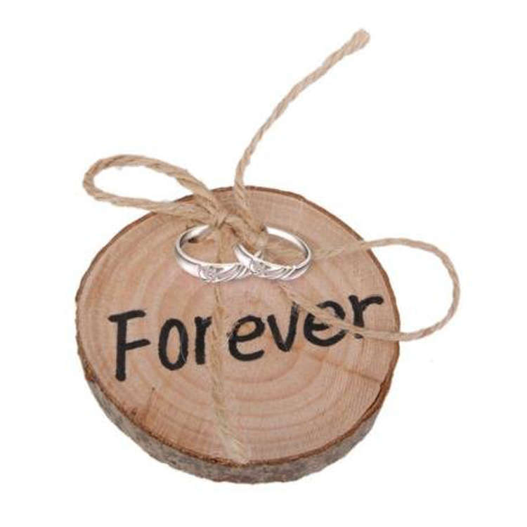 ULTNICE Rustic Wedding Ring Holder Ring Cushion Shabby Chic Wedding Wooden Ring