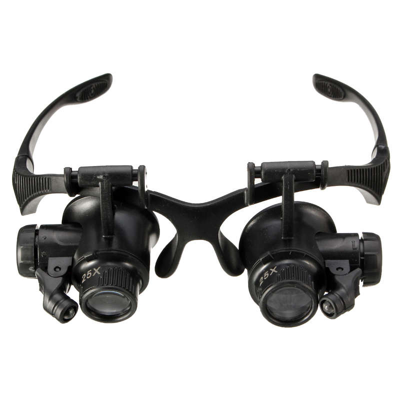 10X 15X 20X 25X Spectacles Glasses LED Lamp Magnifier Loupe Jewellery Maintain
