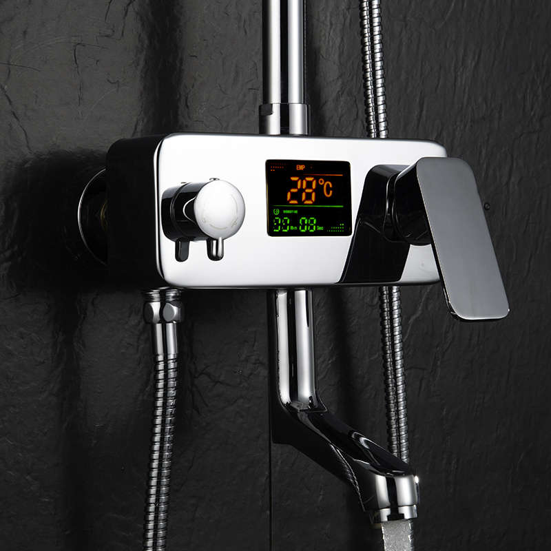 KCASA Temperture Digital Display Shower Mixer Faucet Water Powered No Need Batt