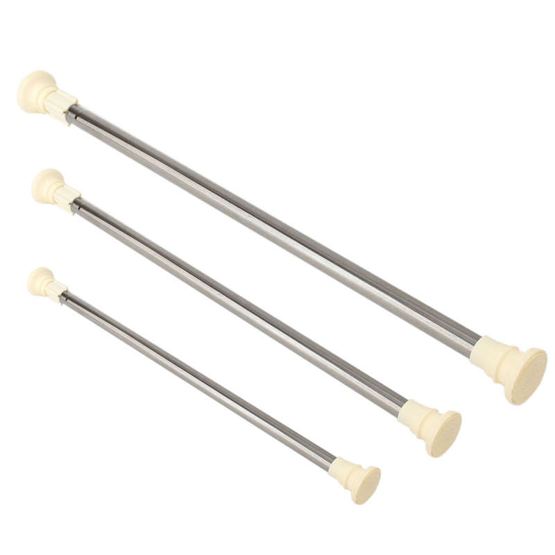 Spring Loaded Extendable Rod Tension Bathroom Shower Curtain Rod Hang Clothes R