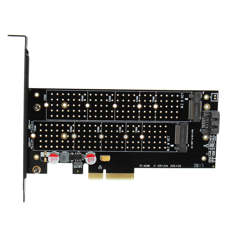 JEYI SK7 M.2 NVMe SSD NGFF TO PCI-E X4 Adapter Dual Interface Card Support PCI