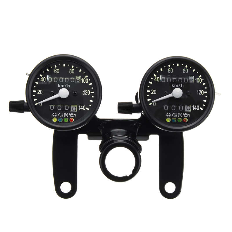 12V Motorcycle LED Backlight Odometer Tachometer Speedometer Dual Gauge Meter W