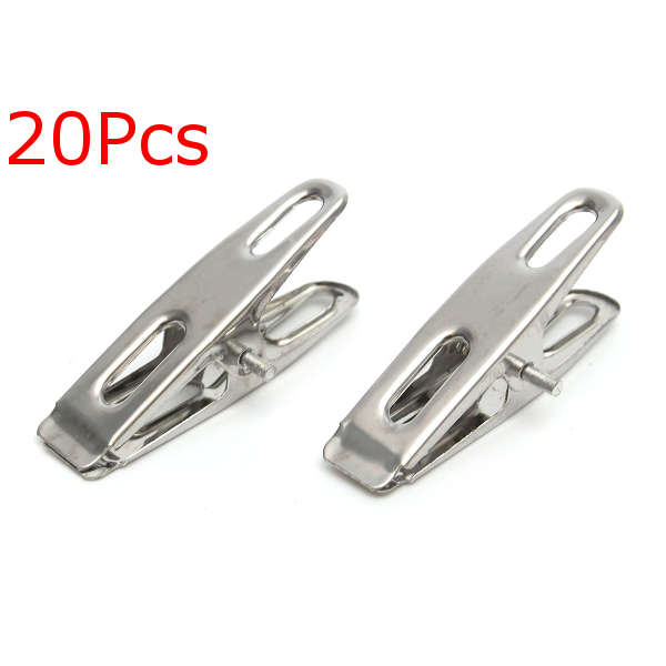 20Pcs Stainless Steel Clothes Pegs Clips for Coat Pants Laundry Drying Hanger R
