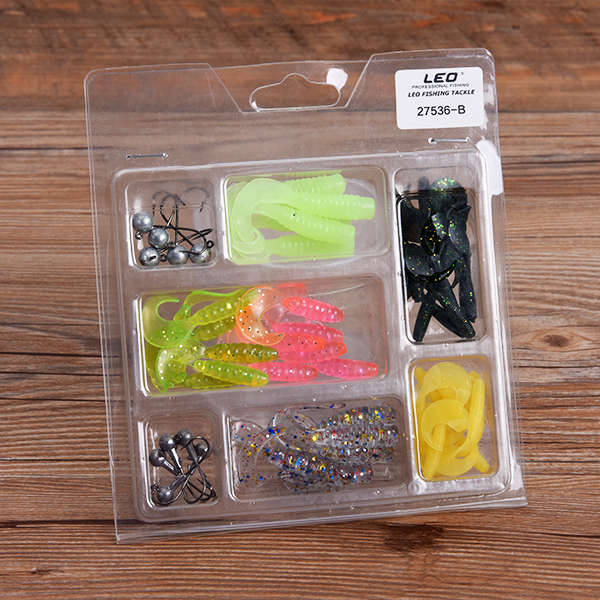52Pcs Fishing Lures Lead Hooks Soft Bait Set Bass Lure Tackle