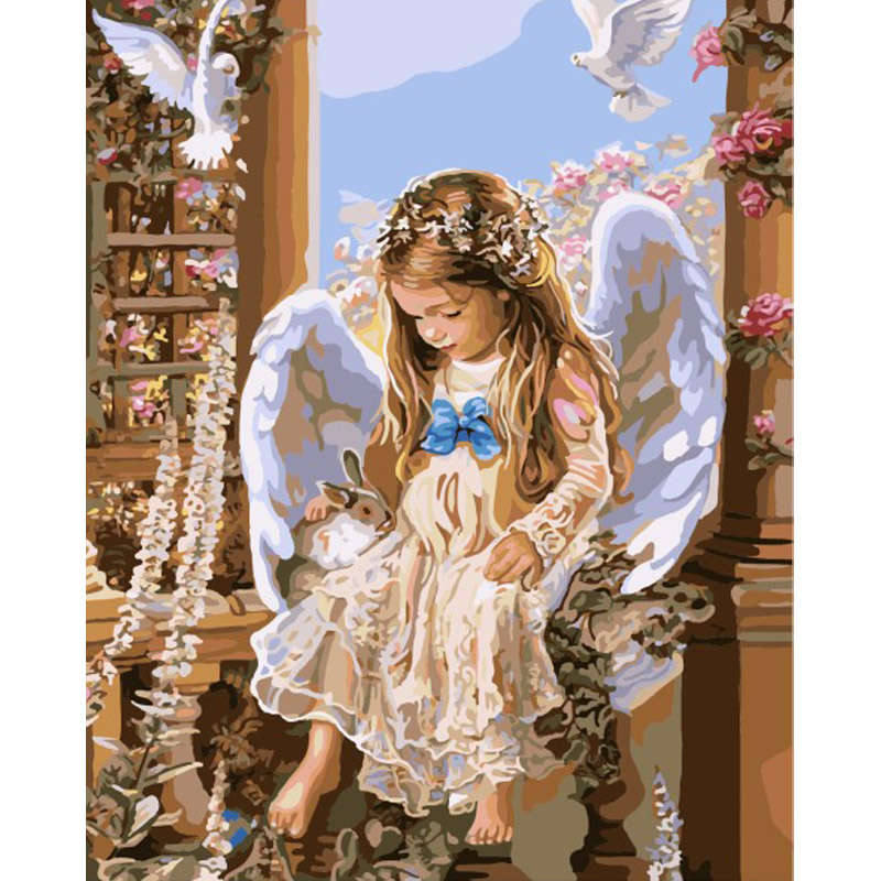 40X50CM Frameless Angel Canvas Linen Canvas Oil Painting DIY Paint By Numbers