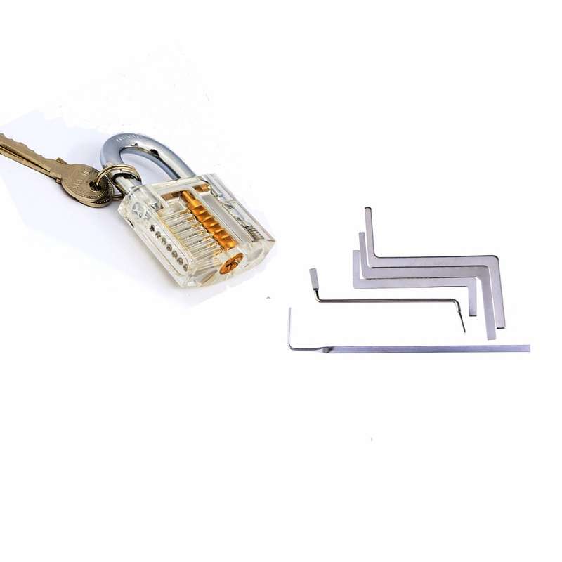 DANIU Locksmith Tools Transparent Practice Lock and 5pcs Wrench Tension Tools S