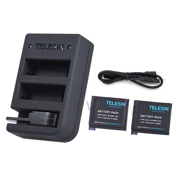 TELESIN 3 Slots Sports Remote Control Camera Battery Charger for Gopro Hero 5 4