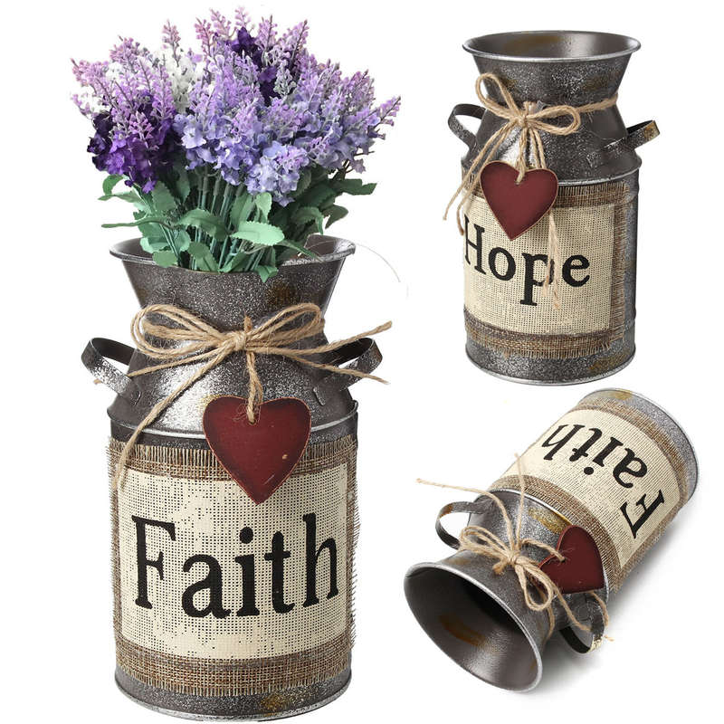 Garden Rustic Vintage Shabby Metal Flower Pot Wedding Flower Vase Plant Pot Jug