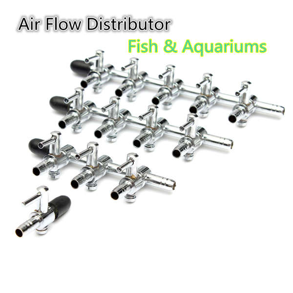 Stainless Steel Aquarium Fish Tank Airflow Distributor 1-4 ways Lever Control V