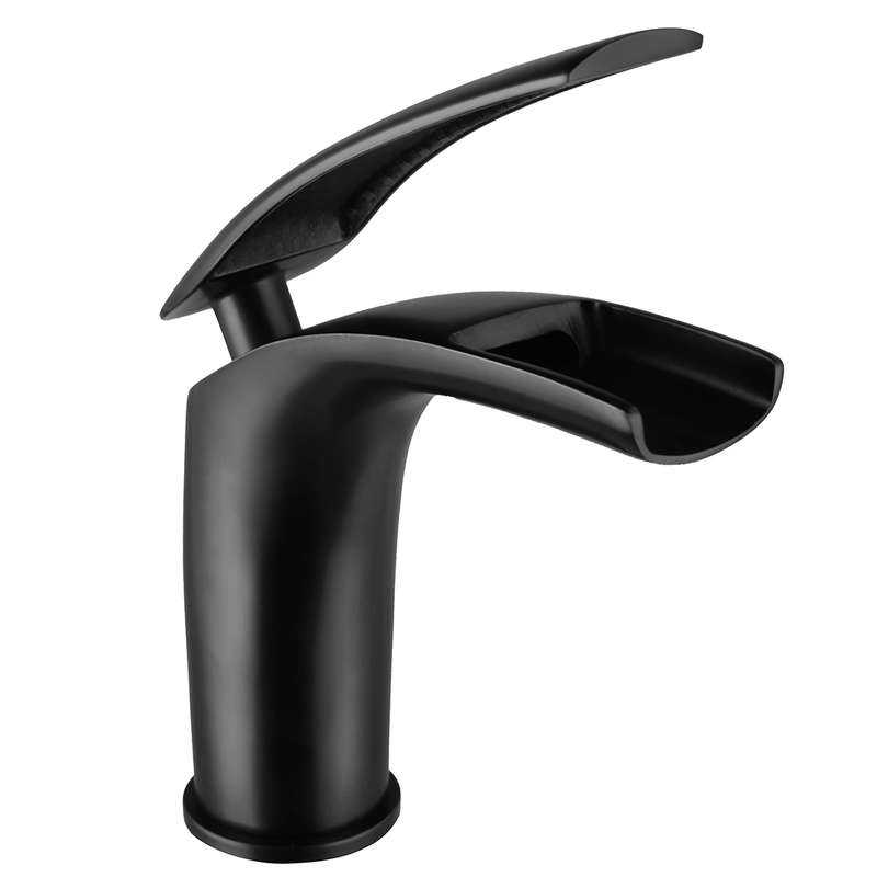 Black Copper Waterfall Faucet Bathroom Vanity Sink Basin Mixer Tap Single Handl