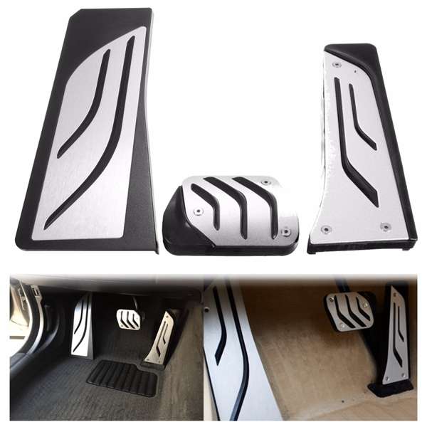 Car Gas Brake Footrest Foot Pedals Plate Pad Kit For BMW 5 6 7 Series AT LHD F1