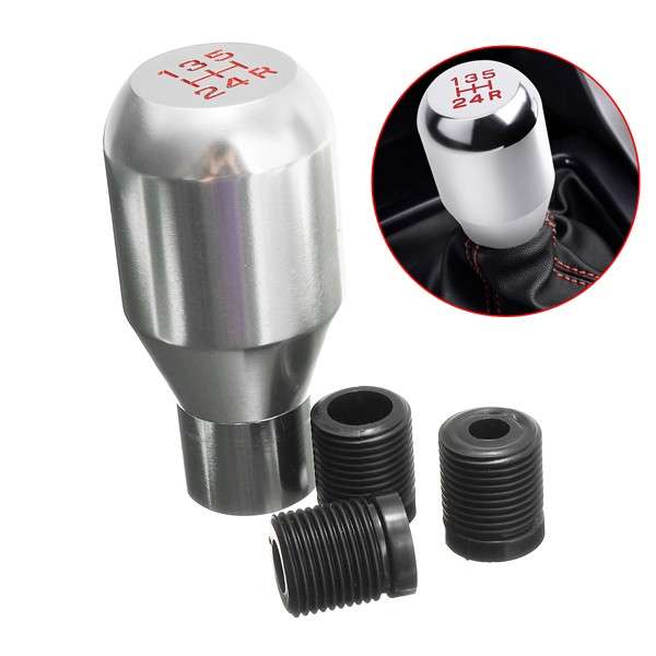 Car 5 Speed Manual Gearshifter Aluminum Silver Shift Knob Gear Stick