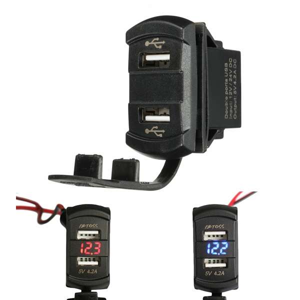 12V 4.2A Dual Usb Charger LED Volt Meter Voltage Meter Switch Panel