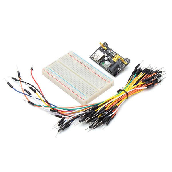 MB102 Power Supply and 65pcs Jumper Cable and 400 Holes Breadboard Kit