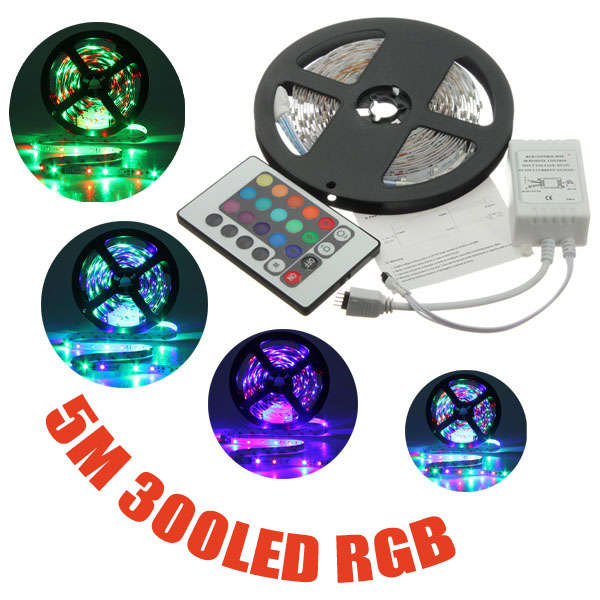 5M 3528 SMD RGB Non-Waterproof 300 LED Strip Light 12V DC