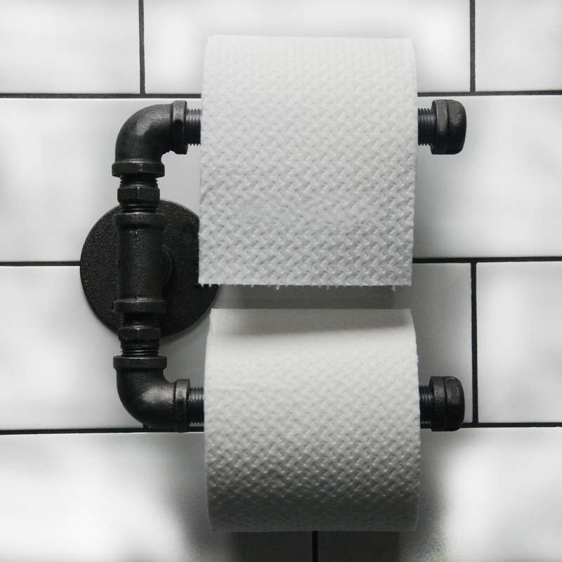 Urban Industrial Retro Steampunk Pipe Antique Double Toilet Roll Holder Paper S