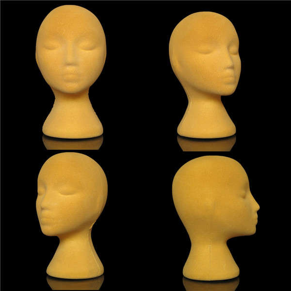 Yellow Sponge Mannequin Head Holder Human Hair Wig Model Practical Display