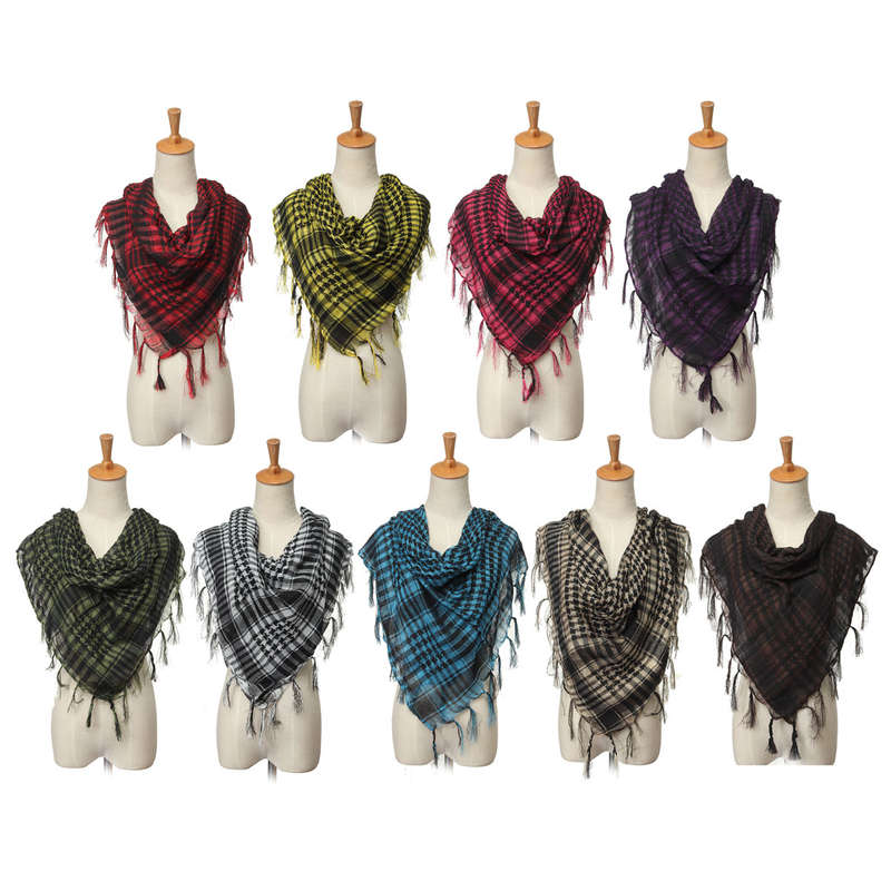 Unisex Women Men Army Military Tactical Arab Shemagh KeffIyeh Tassel Shawl Wrap