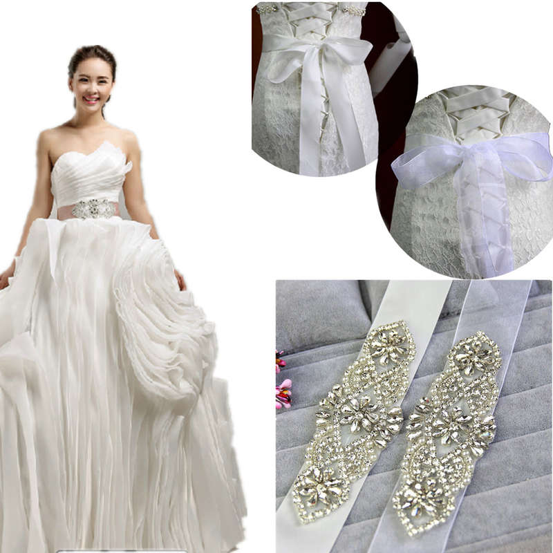 Bridal Vintage Crystal Sash-Rhinestone Yarn Ribbon Wedding Dress Belt