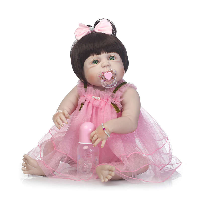 NPK 23inch Soft Cloth Body Silicone Reborn Baby Lifelike Baby Dolls  Bebe Alive
