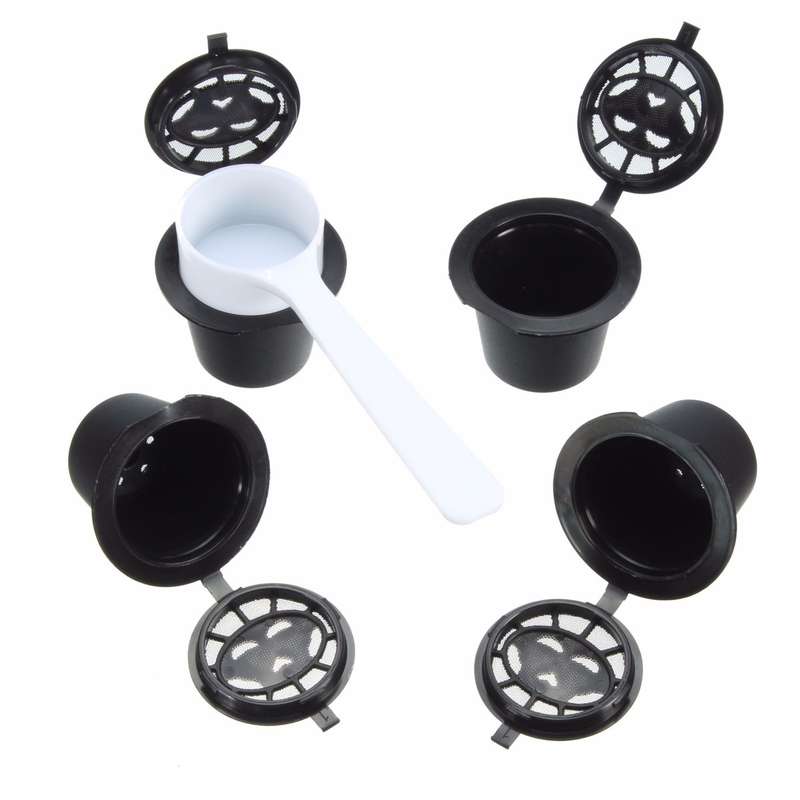 4 Pack  Refillable Reusable Coffee Capsules Pod For Nespresso Stainless Steel F