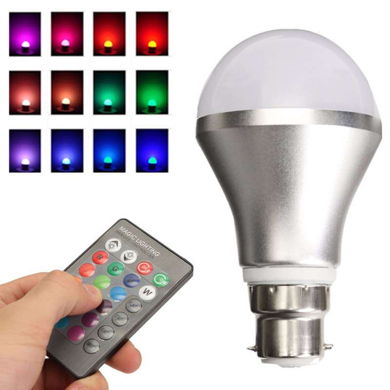 Dimmable RGB Color Changing 4W B22 LED Light Bulb Bayonet with IR Remote Contro
