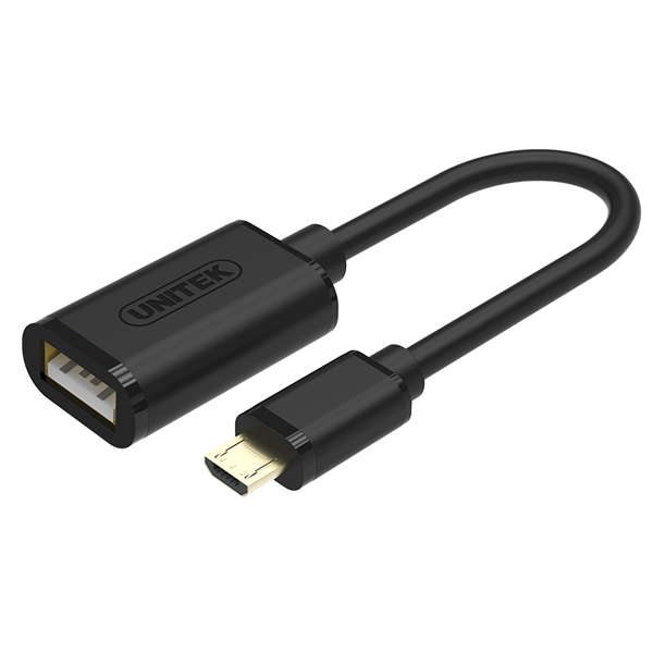 Unitek Micro USB Male to USB 2.0 Female OTG Black 20CM Data Cable For Mobile ph