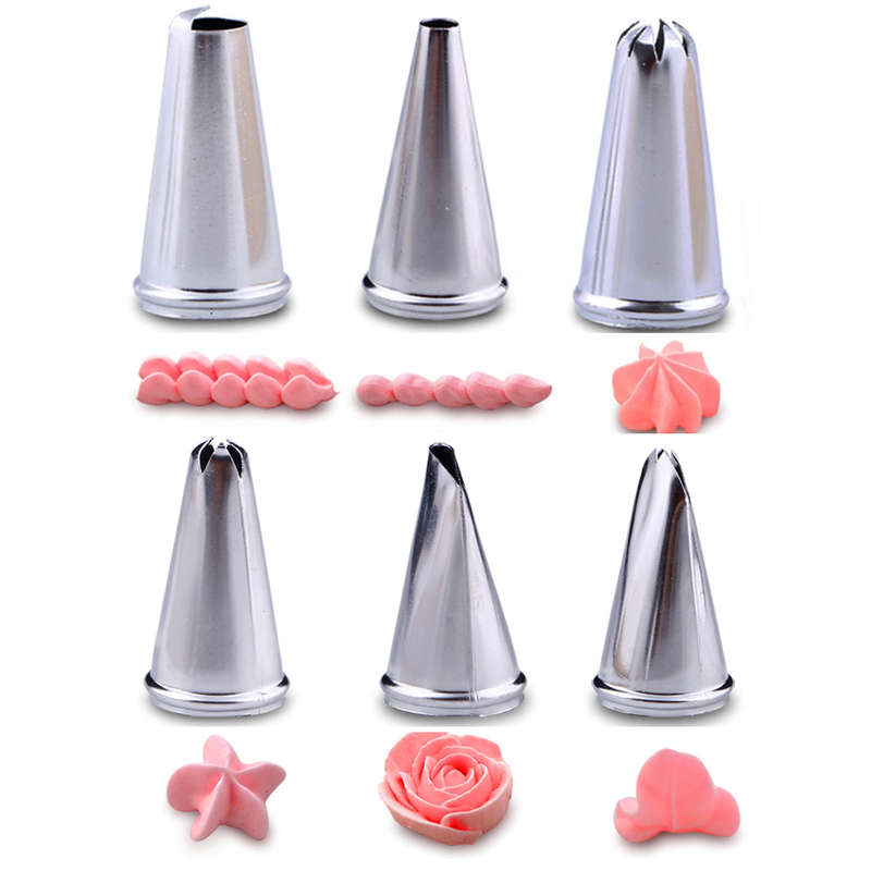 Honana CF-PT01 6Pcs Flower Shape Icing Piping Nozzles With Adaptor 3 Cream Bag