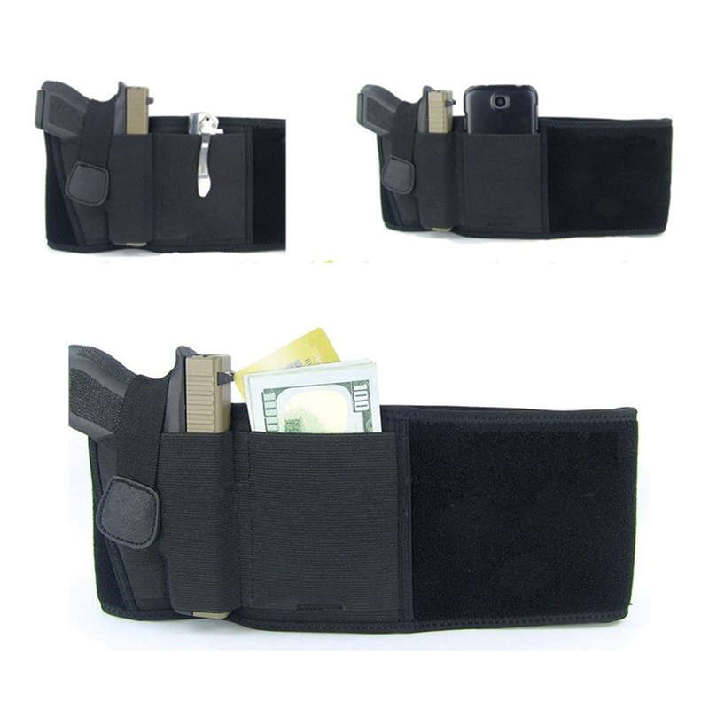 Black Outdoor Neoprene Material Belly Gun Holster Abdominal Band Holster