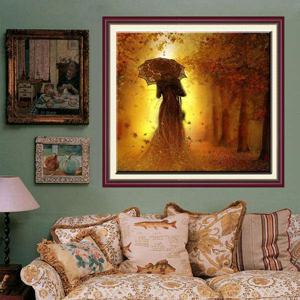 40x40cm 5D DIY Autumn Leaves Diamond Painting Resin Full Rhinestone Scener Cros