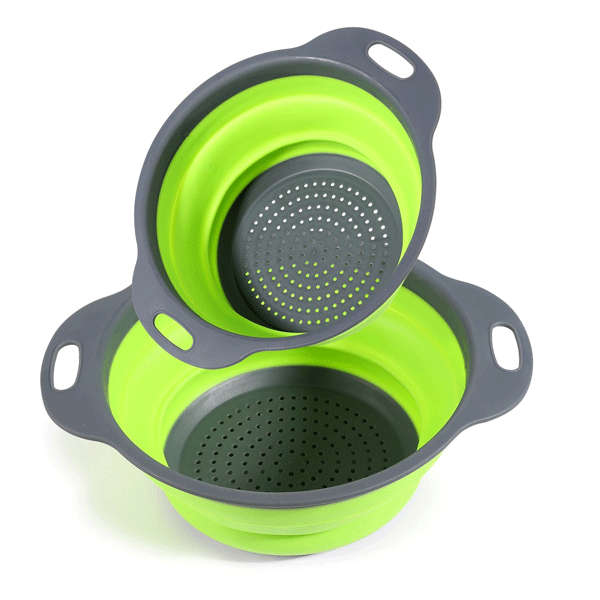 Honana CF-CO2 Silicone Foldable Colanders Strainer Drain Basket Fruit Vegetable