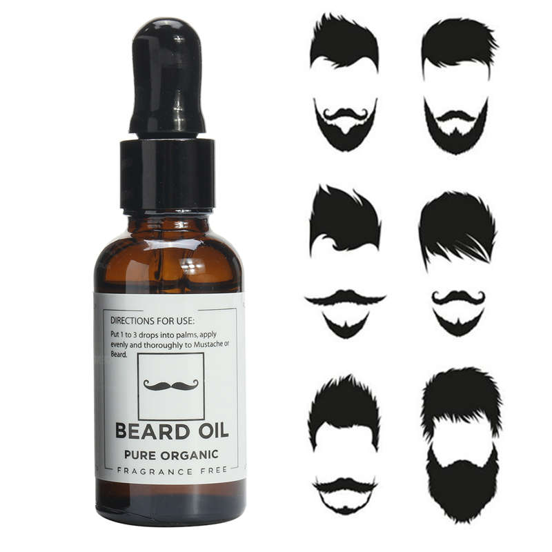 Beard Oil Pure Organic Moustache Regrowth Whiskers Growth Serum Liquid Men Styl