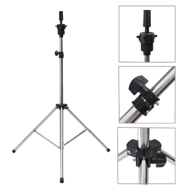 Adjustable Wig Head Tripod Stand Holder for Hairdressing Training Mannequin Pra