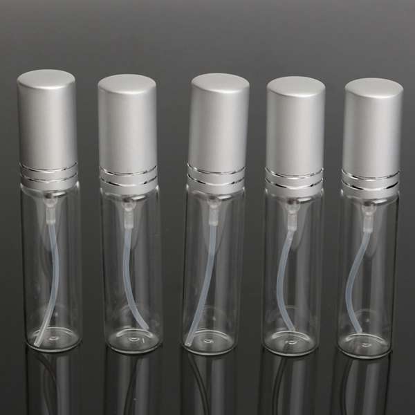 5Pcs Mini Refillable Transparent Empty Perfume Bottle Glass Spray Atomiser Trav