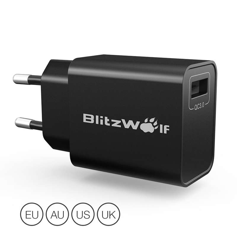BlitzWolf BW-S9 18W USB Charger EU US UK AU Adapter with Power3S Tech