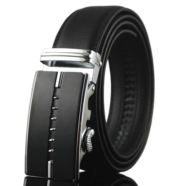 Men Business Genuine Leather Belt Casual Metal Automatic Buckle Strap Jeans Cow