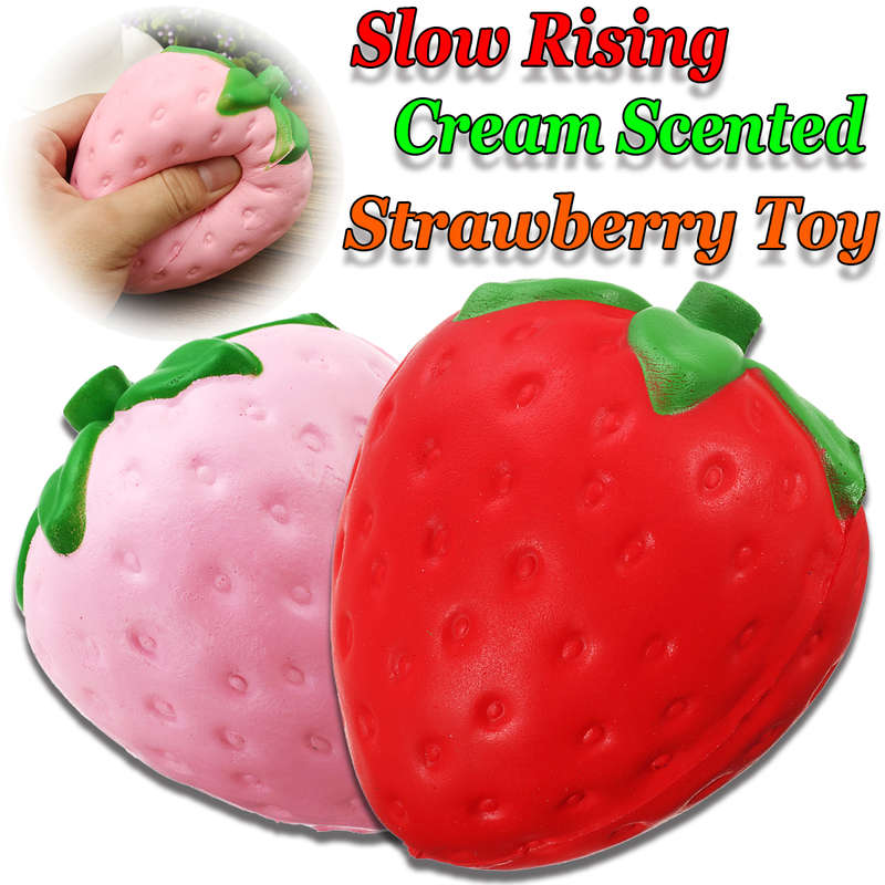 Squishy Slow Rising Strawberry Pressure Release PU Keys Pendant Soft Toy for Ce