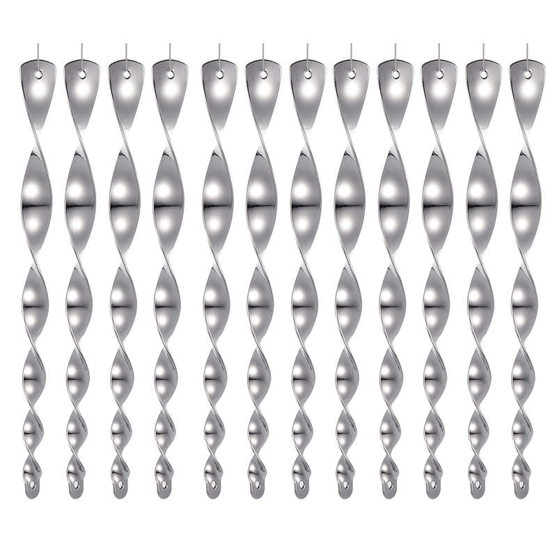 12Pcs Bird Repellent Reflective Scare Blinder Metal Rod Ornamental Spiral Deter