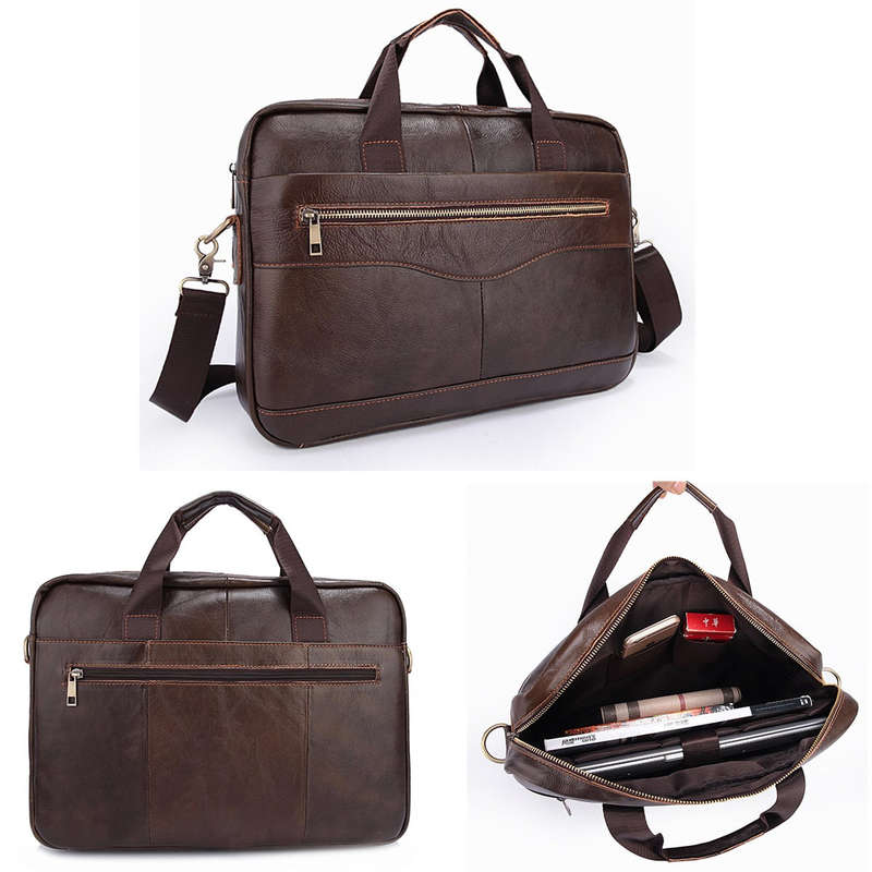 Men Briefcases Handbag Document Business Office Laptop Bag Leather Male Work Ba