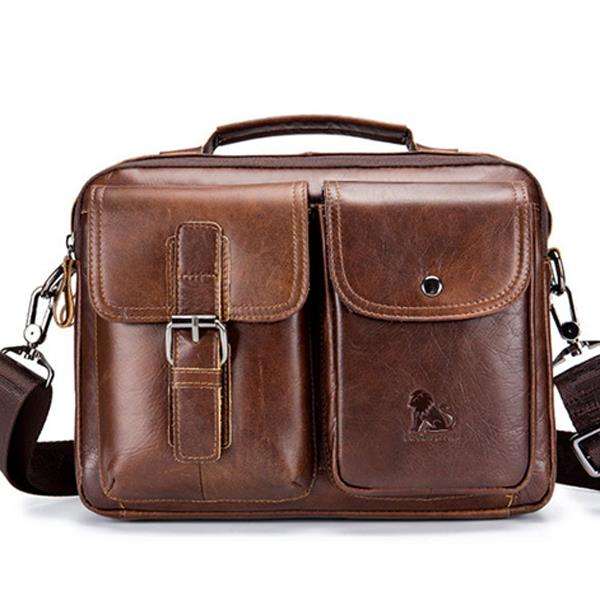 Mens Leather Messenger Bag Retro Laptop Bag Business Briefcase Shoulder Bag